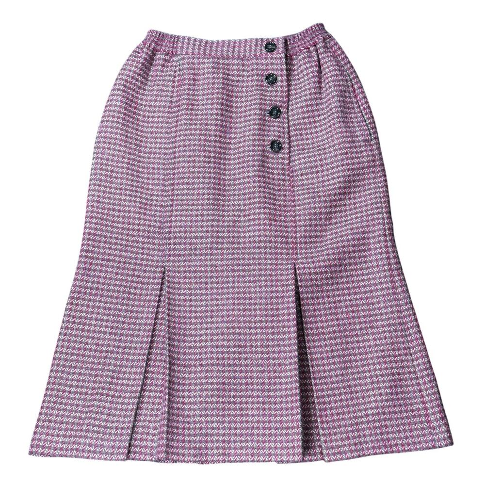 Christian Dior Vintage 1990s Tweed Skirt Burgundy Gray Size M - Picture 4 of 8